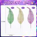 60 Pcs Mardi Gras Glitter Leaves Feathers Stems, 11.4" x 2.5" Purple Gold Green Artificial Feather Leaves Picks Vase Filler, Mardi Gras Faux Sparkly Leaf Twigs Sprays for Carnival Party Table Decor