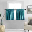 DONREN Teal Small Window Curtain Panels Room Darkening Curtain Tiers for Bathroom with Rod Pocket (42 x 24 Inch,1 Pair)