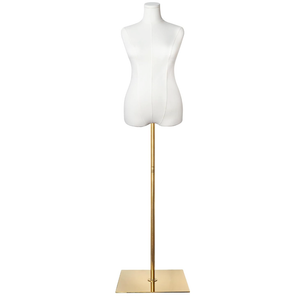 SHAREWIN Female Mannequin Torso Women Dress Forms for Sewing Manicanequin Body High Stability Gold Metal Stand for Clothing Dress Jewelry Display Adjustable Height 50-70 Thin Body