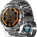 Military Smart Watches for Men, 1.7 Smartwatch with 1000 mAh Battery/2 Straps/Led Flashlight/Heart Rate/Sleep Monitor 100+ Sport Modes, Answer/Make Calls Fitness Watch for Android/iPhone