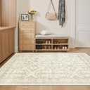 Soalmost 3x5 Rug, Small Area Rug for Kitchen, Entryway, Machine Washable Non-Slip Throw Rug, Vintage Carpet for Nursery Coffee Table Beige/Brown