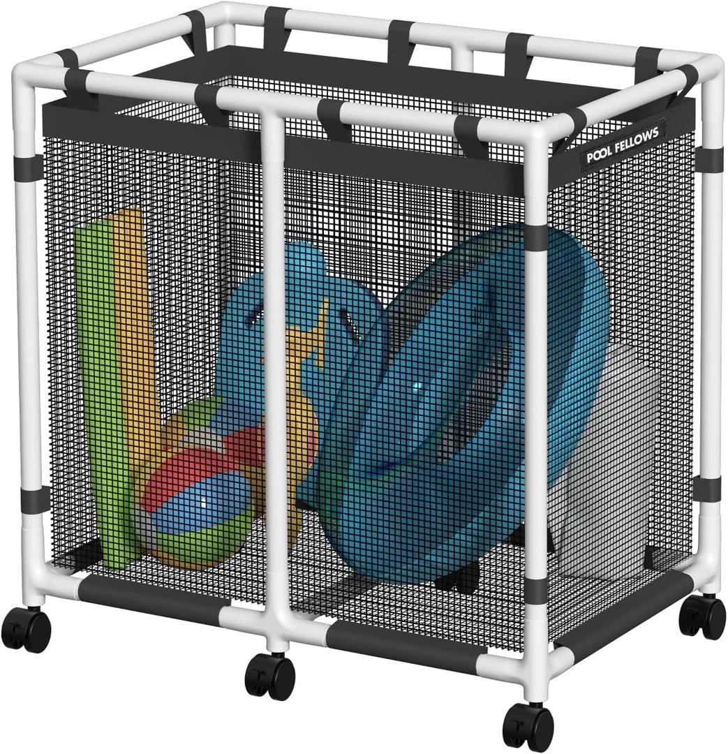 Pool Storage Bin, 105 Gallons, Holder for Noodles, Toys, Floats, Towels, Mesh Organizer for Swimming Equipments, Basic Style Pool Storage Bin, 105 Gallons, Holder for Noodles, Toys, Floats, Towels, Mesh Organizer for Swimming Equipments, Basic Style