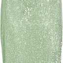 BOLLEY JOSS Women's Sequins Maxi Dress Sexy Spaghetti Strap Long Dress Sparkly Back Slit Bodycon Dresses (Medium, Light Green)