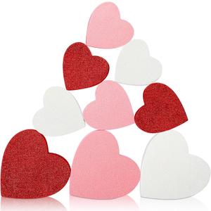 Amyhill 9 Pcs Wooden Heart Valentines Decorations Tiered Tray Decor Set Red Pink White Wooden Heart Blocks Love Signs Tabletop Centerpieces for Home Party Office Shelf Door(Glitter)