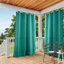 TOWN & COUNTRY BASICS Cabana Solid Heavyweight Indoor Outdoor Curtains, Light Filtering Opacity with Grommet Top, Water Repellent, 2-Pack Set, 54"x96", Teal