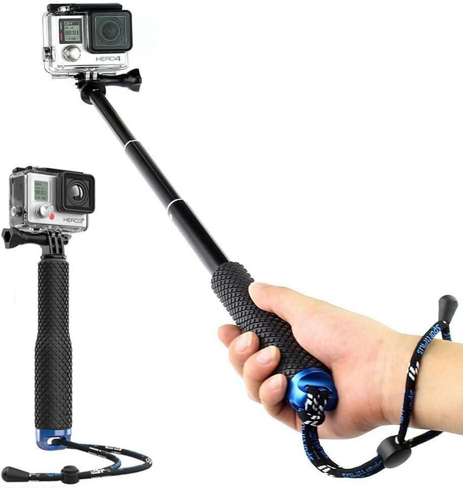 Selfie Stick Extendable Hand Grip Handheld Monopod Aluminum Telescopic Pole (7-19 inch) Compatible with GoPro Hero 11 10 9 8 7 6 5 4 3+ 3 Session SJ4000 SJ5000 Action Cameras