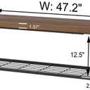 Shoe Bench, Modern Wood and Metal Storage Bench for Entryway Hallway, Industrial Indoor Bedroom Bench Seat for Living Room, Mudroom, Rustic Walnut, 47 Inch