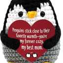 3 x Mothers Day Mom Gifts for Mom from Daughters Sons - Handmade Crochet Penguin Gift Plush, Happy Mother’s Day Birthday Gifts for Moms Mother in Law Stepmom Mama,Cute Best Moms Ever I Love You Gift