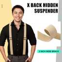 Janmercy 2 Pcs x Back Hidden Suspenders 1.5 Inch Work Suspenders for Men Under Shirt Clothing (Black and Khaki)