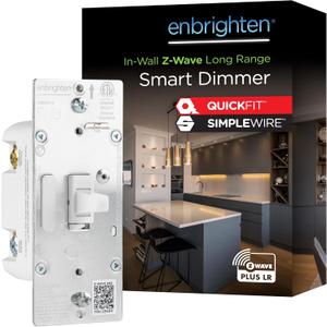 Enbrighten 800 Series Z-Wave Toggle Dimmer, Long Range 800LR, Quick Fit, Simple Wire, Direct 3-Way (No Add-On Switch Needed), Smart Hub Required, Compatible with Alexa, Google Home, 76595