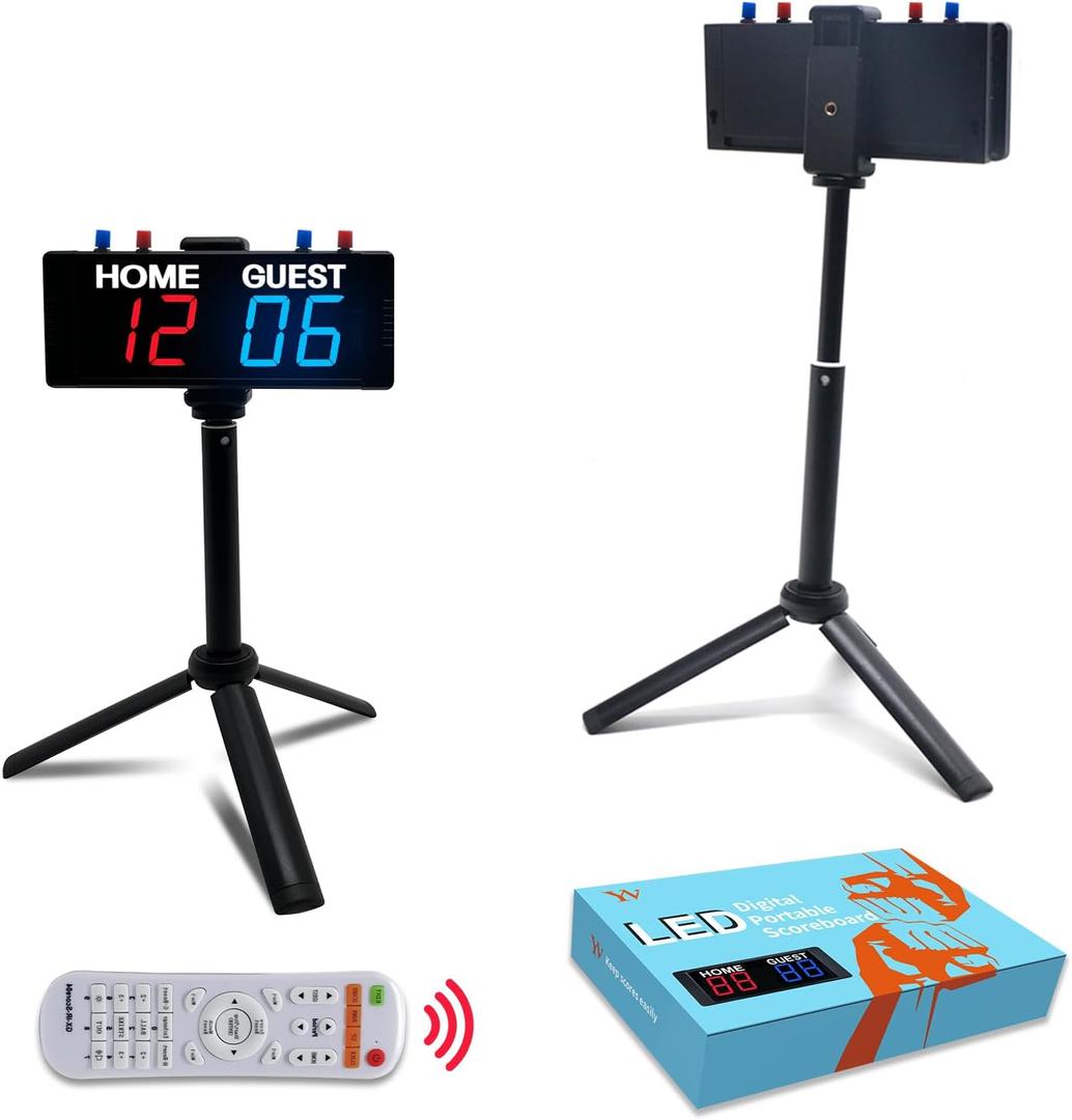 YZ Battery Powered Scoreboard Clock Timer with Buttons, Portable Digital Scoreboard with Remote, Electronic Scoreboard with Stand, Cornhole Score Keeper for Outdoor Yard Games/Shuffleboard/Pickleball