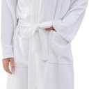 Mens Robes Waffle Lightweight Spa Knit Shawl Hotel Bathrobe Summer Soft Knee Length Sleepwear (White, XL)