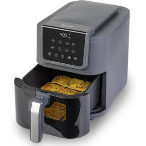 SUR LA TABLE KITCHEN ESSENTIALS 4-in-1 Compact 5-Quart Basket Air Fryer with Window for Easy Viewing, Digital Touchscreen Display with 8-Presets, Air Fry, Bake, Roast, Broil in Minutes, 1500w