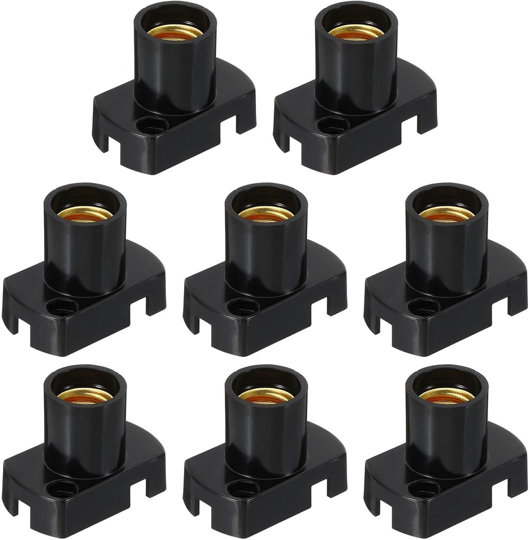 PATIKIL E12 Base LED Bulb Lamp Holder, 8 Pcs Heat Resistant Plastic Screw-in Light Socket for Garage, Outlet, Basement, Black