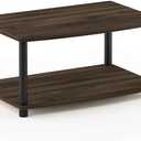 Furinno Turn-N-Tube 2-Tier TV Riser, Small Elevated No Tools TV Stand for TV up to 32 inch, 15.8" x 23.8" x 11", Columbier Walnut/Black