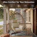 Egg Chair Cushion with 8 Securing Straps, Water-Repellent & Fade-Resistant Faux Linen, Removable Cover, Replacement Cushion for Most Single Outdoor Hanging Swing Egg Chairs Nature