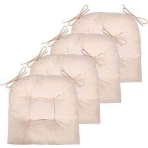 JAMPAYANG Chair Cushion, 4 Pack Chair Cushions for Dining Chairs, Chair Pads and Mat with Ties for Indoor Kitchen Seat and Desk (4 Count - 17 x 16 in, Beige)