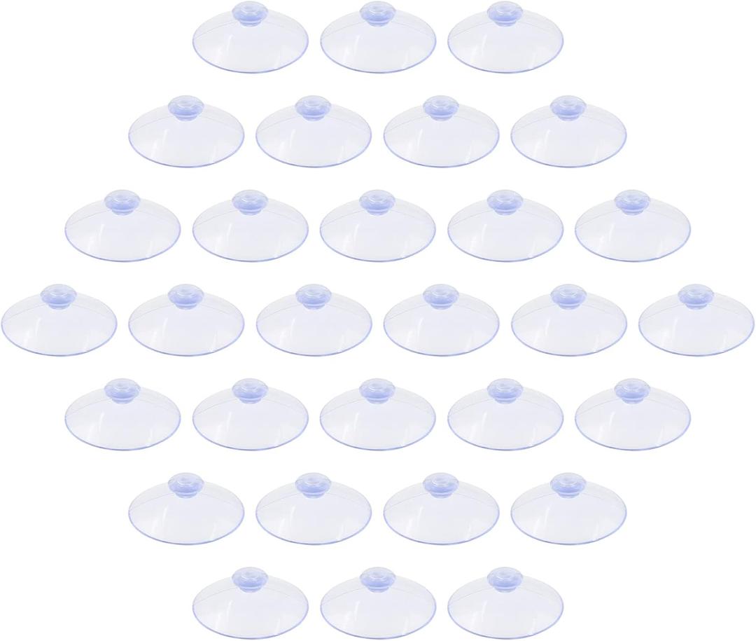 30 Pack Glass Table Suction Cups - 45mm Rubber Suckers, Anti-Collision, Clear Plastic Desk Suction Pads