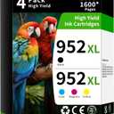 952XL Pack (4-Pack, BK, CMY) Replacement for HP 952XL Ink Cartridges Combo Pack HP Ink 952XL Black and 952 Color Combo Pack for hp printers OfficeJet 8702 Pro 8710, 7740, 8720, 8725, 8210, 8715, 8740