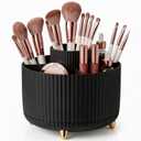 360 Rotating Makeup Brush Holder Organizer, 5-Slot Black Spinning Cup for Women, Vanity Desk & Bathroom Storage for Cosmetics and Beauty Tools Accessories