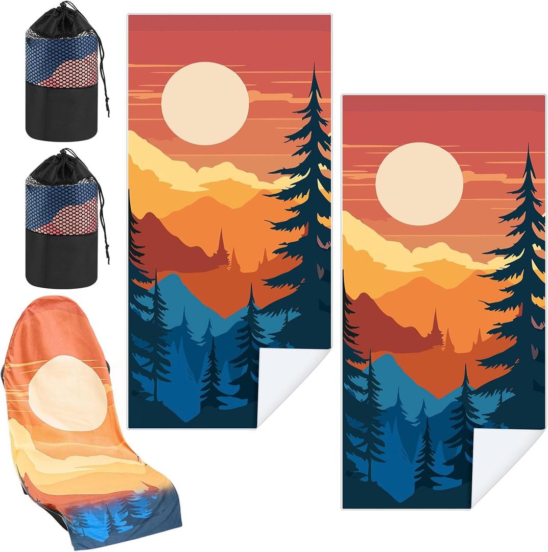 2 Pack Car Seat Towel Covers with Storage Bag Seat Post Workout Sweat Washable Cover Non Slip for Car Towel for Dog Pet Workout Outdoor Sport Activities