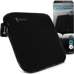 SNUGL Memory Foam Sofa Cushion with Shape Retention  Hypoallergenic Velvet, Supportive Visco-Elastic Foam, Removable & Washable Cover, Perfect for Home Decor and Sofa Furniture (Black) (50cm x 50cm (19.7" x 19.7"))