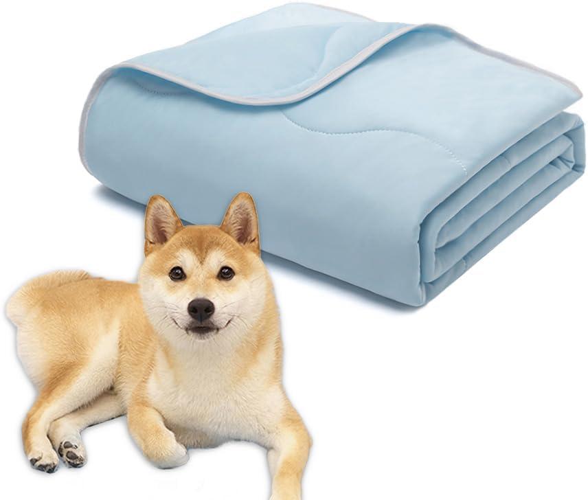 MICROCOSMOS Pet Cooling Blankets & Sleeping Mat- Reversible Washable Durable Dog Bed Cover, Easy Clean. Perfect Indoors, Outdoors or in The Car.(Blue/Blue, 40" L x 28" W x 1.2" Th)