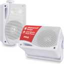 3-Way Weatherproof Outdoor Speaker Set - 3.5 Inch 200W Pair of Marine Grade Mount Speakers - in a Heavy Duty ABS Enclosure Grill - Home, Boat, Poolside, Patio, Indoor Outdoor Use - Pyle PLMR24 (White)