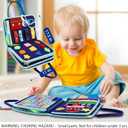 Esjay Toddler Busy Board Montessori Toys for Boys, Sensory Book Educational Activities for Learning Fine Motor Skills, Birthday Gifts for Boys Toddlers, Travel Toys for Airplane Car, Blue Dinosaur