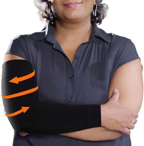 KEMFORD Compression Lymphedema Arm Sleeves for Women - 20-30 mmHg, 1 Pair, Black, XXL - Medical Arm Brace for Swelling, Edema, Circulation