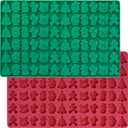 HKNMTT Mini Christmas Candy Molds, Silicone 72 Cavity Chocolate Mold, Tree Santa Snowman Stocking Bell Gingerbread Shape Gummy Making Set, Food Grade for Gifts Cookies Dog Treats