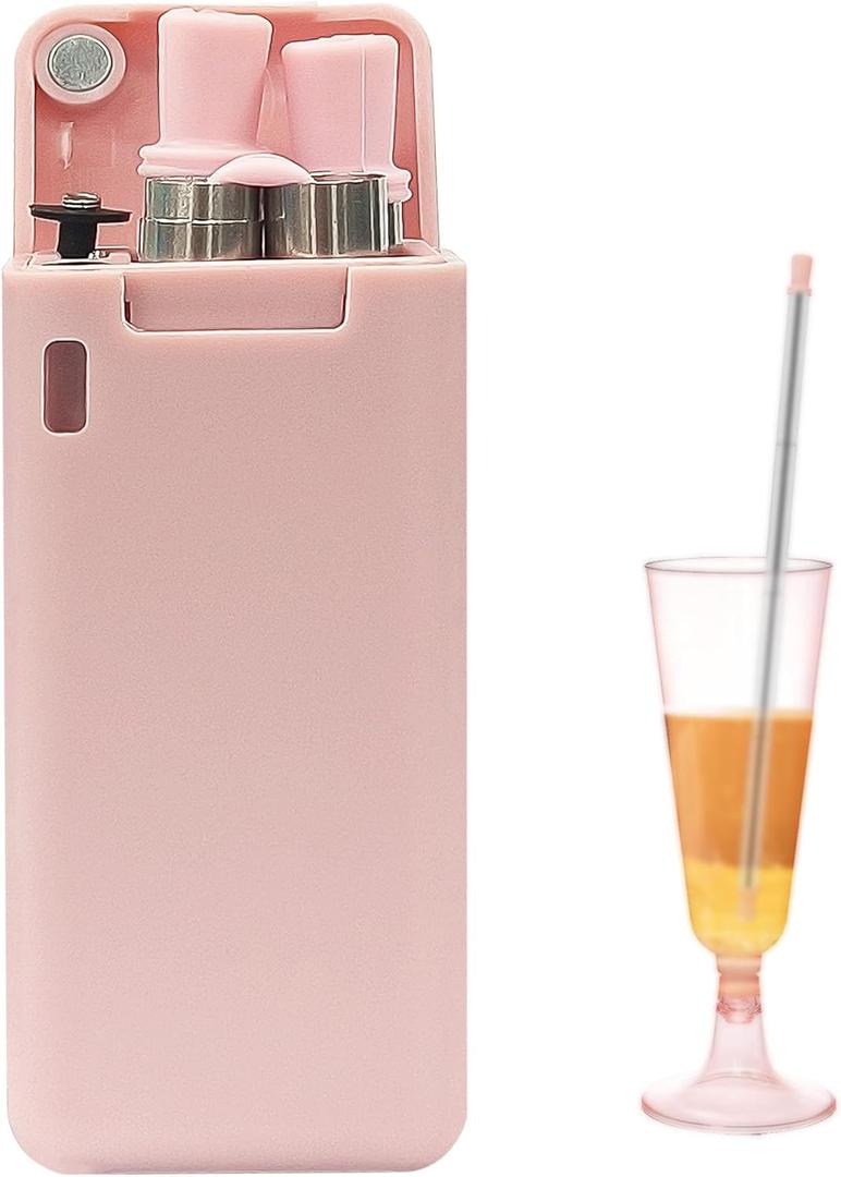 Pink Foldable Reusable Straws with Case, Stainless Steel Collapsible Straws with Silicone Tips and Cleaning Brush, Portable Folding Drinking Straw Set for Travel, Home & Office