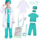 GREAHWD Set of 8 Doctor Costume for Kids Dress Up Set Toddler Halloween Costumes for Girls Boys With Lab Coat Doctor