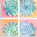 4 Pack 10"x 10" Framed Paint by Number for Adults Canvas - Succulent Flowers Framed Paint by Numbers for Adults Kids Beginners - Acrylic Oil Easy Paint by Number Kits on Canvas with Frame (OP-16)
