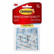 Command™ Damage-Free Hanging Medium Wire Hooks Value Pack - Clear (Pack of 6) Command™ Damage-Free Hanging Medium Wire Hooks Value Pack - Clear (Pack of 6)