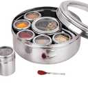 12 In 1 Stainless Steel Masala Box | Spice Box For Kitchen | Large Masala Dabba with See-Through Lid | Steel Masala Dani 2.5L Spice Organizer with 12 Compartment | 22.5cm