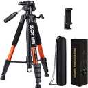 Tripod Camera Tripods, 74" Heavy Duty Tall Camera Stand Tripod with Phone Holder, Compatible with DSLR Cameras,Cell Phones,Projector,Webcam,Spotting Scopes(Orange)