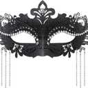 Coddsmz Women Masquerade Mask with Rhinestone Chains Venetian Mask Mardi Gras Decoration for Carnival Party Costume Masks