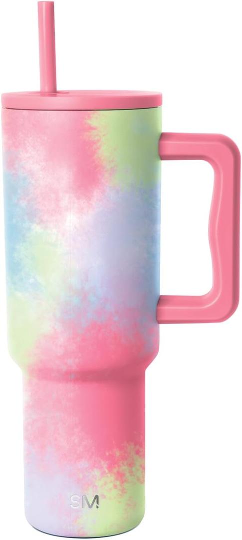 Simple Modern 40 oz Trek Tumbler with Handle and Straw Lid | Cup Holder Friendly Insulated Stainless Steel Travel Mug | Kaleidoscope