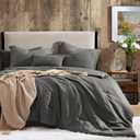 Geniospin King Size Comforter Set- 7 Piece Grey Textured King Bedding Set, Soft Solid Bed in a Bag for All Season, King Comforter Set with Sheets(Grey,102''x90'')