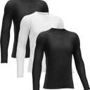 Rolimaka 3 Pack Boys' Girls' Compression Shirts Youth Long Sleeve Undershirt Sports Moisture Wicking Baselayer 2Black 1White Medium