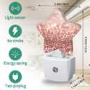 Star Night Light Plug in, Pink Glittering Dusk to Dawn Sensor Night Light, Soft Glow Lamp for Kids Bedroom Nursery Hallway Bathroom, Energy Saving Compact Design