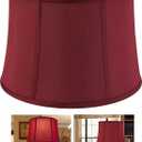 GOSO Medium Burgundy Red Drum Lamp Shade for Table Lamps Floor Lamp, 12x14x10 inch (Spider) Fabric Faux Silk Lampshades Replacement, Art Deco Vintage Lamp Shades for Living Room&Bedroon-Easy Assembly