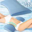 Lumbar Support Pillow for Bed Relief Back Pain: Lower Back Pillow for Sleeping - Memory Foam Waist Pillow - Cooling Back Bolster Pillow for Side, Back&Stomach Sleepers - Bed Rest Pillow for Car, Sofa (60x26x5.5 cm, Blue (Upgraded Cool Cover))