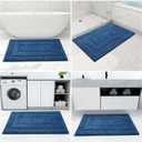 Buganda Bathroom Rugs, 24" x 20", Soft and Absorbent Microfiber Bath Rugs, Non-Slip Shaggy Shower Carpet, Machine Wash Dry Bath Mats for Bathroom Floor, Tub and Shower, Navy