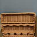 Nursery Book Shelves Set of 4, Metal & Plastic Artificial Rattan Scalloped Book Shelf 15.8", Cute Floating Bookshelf for Kids Bedroom Farmhouse Decor