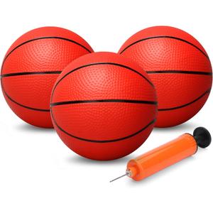 Gamtec 6" Small Basketballs for Kids, Toddler 6 Inch Little Ball for Over Door Mini Hoop, Silence Rubber Basketball Ball for Indoor Outdoor, Beach Sand Toy Balls for Pool Hoop 2PCS with Pump