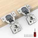 Furniware 60 Pack 30 Pairs 1/2 inch Overlay Soft Close Hinges for Face Frame Kitchen Cabinet Hinges Satin Nickel - 3 Way Adjustability Concealed Soft Close Hinges Damper Self Closing