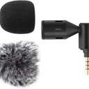 Andoer Mini Plug-in Smartphone Microphone Mobile Phone Mic Cardioid Pickup 3.5mm TRRS Plug 90 Angle Adjustable with 2pcs Windscreen for Smartphone Live Streaming Vlog Online Singing