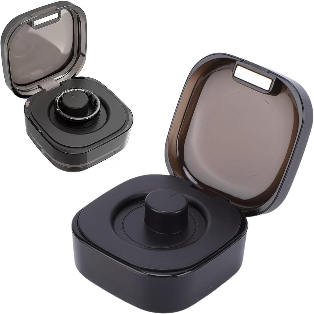 Charging Case for R02 Smart Ring, Magnetic Charging Port, Portable Charger Dock with Indicator Light, for R03 R06 R11M R8 H01SR05, for Car, Travel, Airplane (Black)